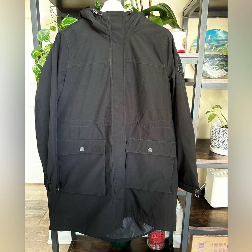 DKNY Water-Resistant Black Long-Line Hooded Parka NWТ Women’s size M MSRP $200